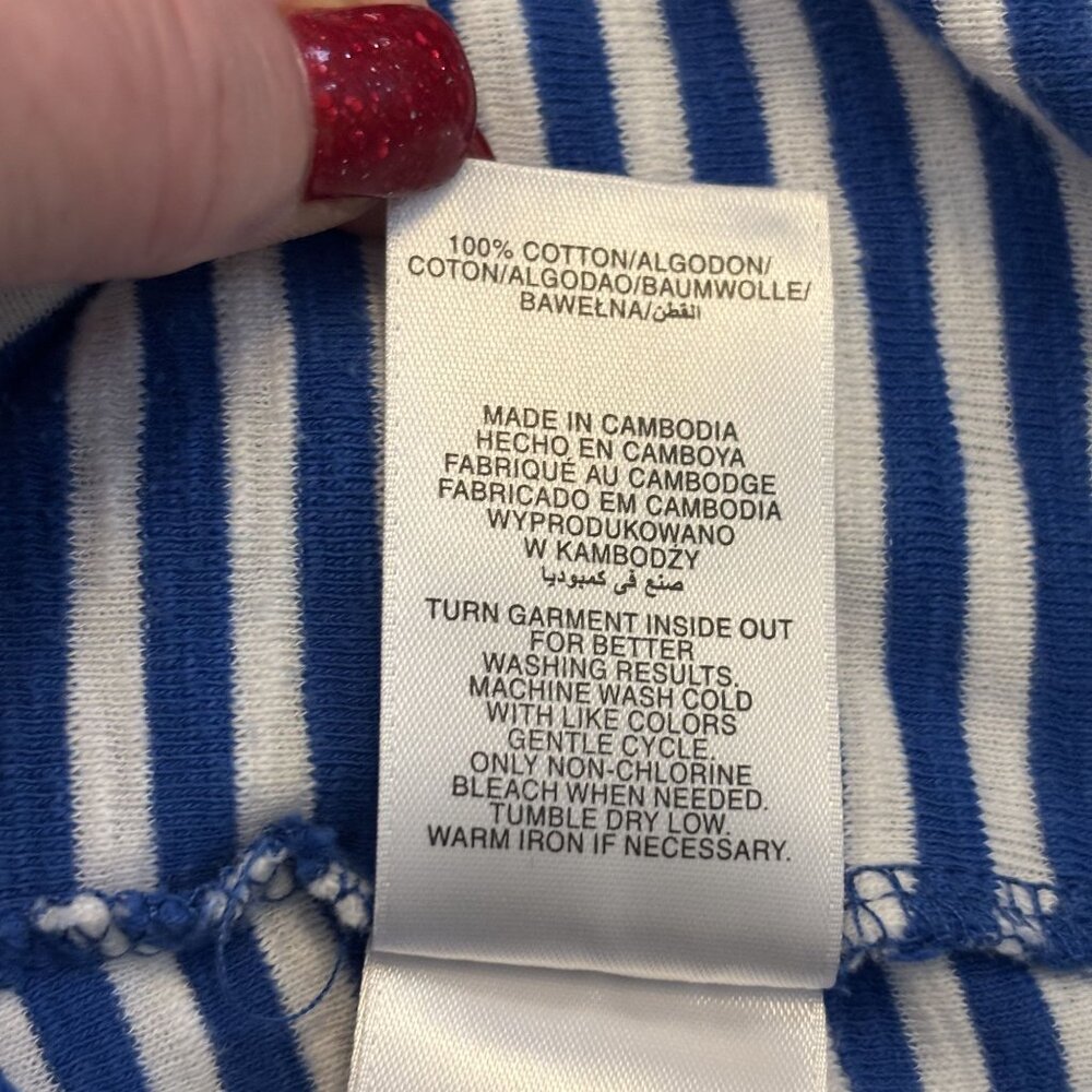 Jones New York Blue & White Striped Cowl Neck Long Sleeve Top M - Picture 6 of 8
